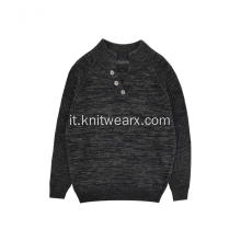 Pullover lavorato a maglia a coste con collo a bottone Henley da uomo